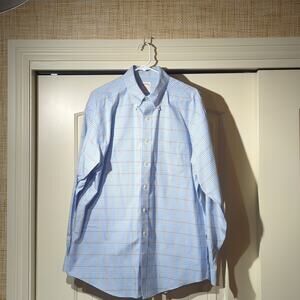 Vintage Brooks Brothers Blue Plaid The Original Polo Shirt Button Down Mens Sz L